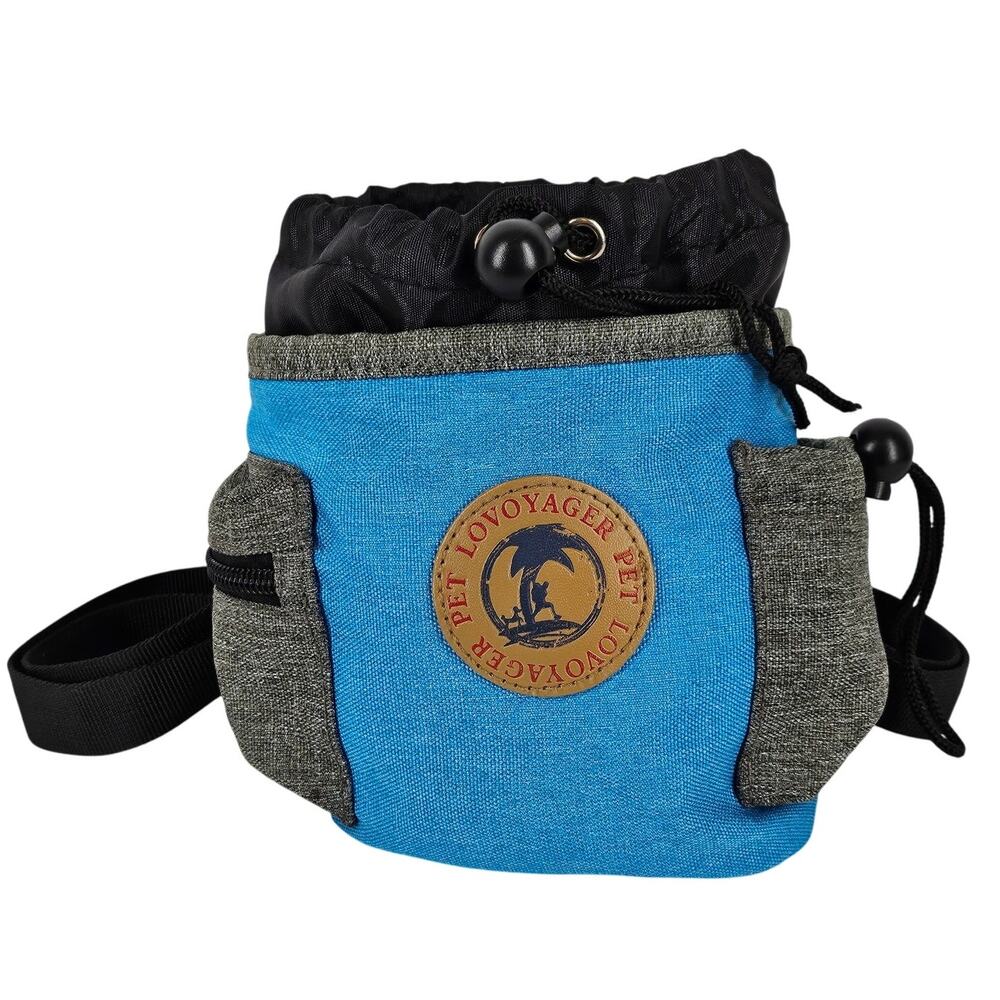 PET L'VOYAGER PORTABLE PET TREAT BAG - BLUE WITH GRAY ACCENTS